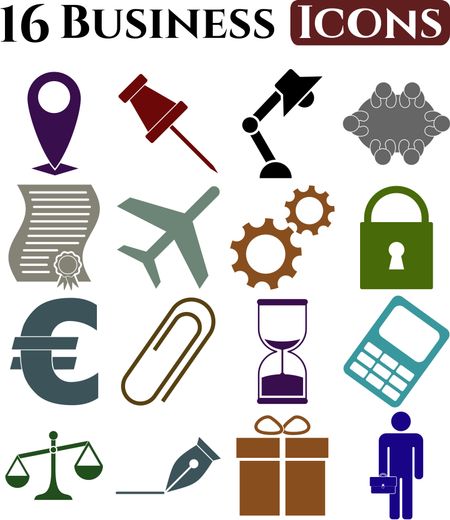 16 icon set. business Icons. Universal Modern Icons.