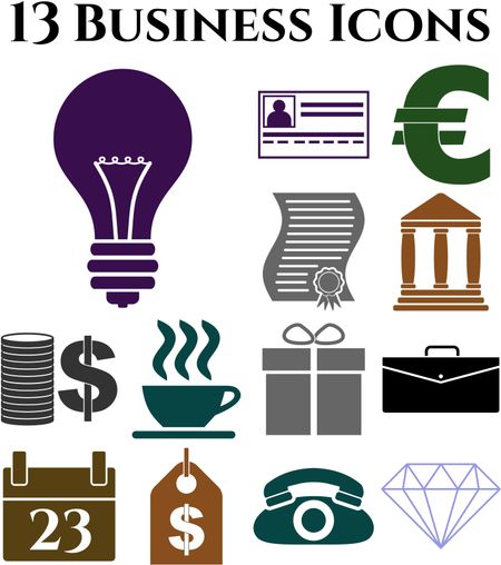 Set of 13 business icons. Minimal Modern.