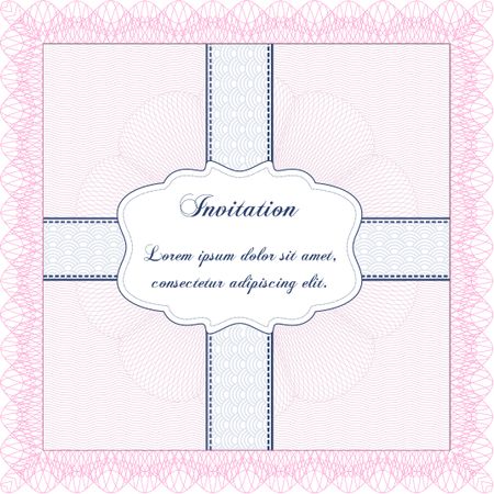 Retro vintage invitation template. With great quality guilloche pattern. Sophisticated design. 