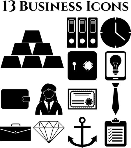 Set of 13 business icons. Universal Modern Icons.