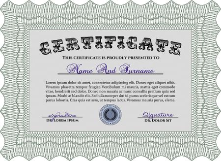 Green Diploma template or certificate template. Vector pattern that is used in money and certificate. With quality background. Artistry design. 