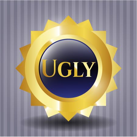 Ugly golden emblem or badge