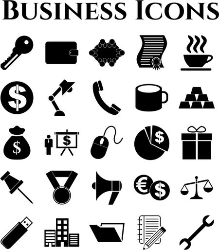 Set of 25 business icons. Universal Modern Icons.