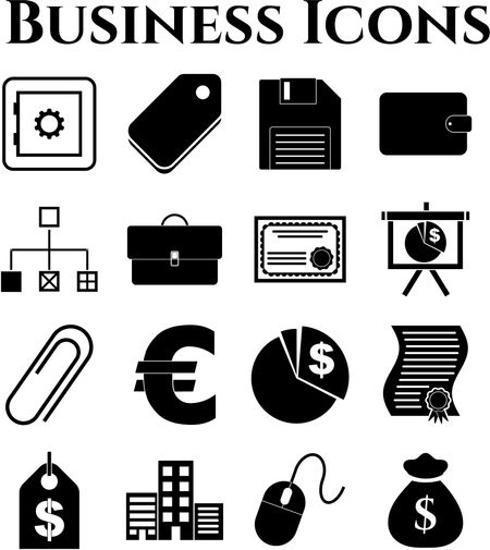 Set of 16 business icons. Universal and Standard Icons.