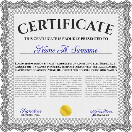 Grey Diploma template or certificate template. Vector pattern that is used in money and certificate. With quality background. Artistry design. 