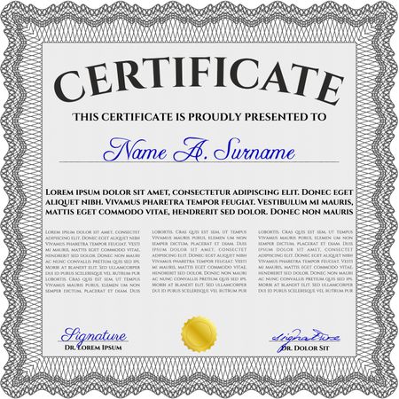 Grey Diploma template or certificate template. Vector pattern that is used in money and certificate. With quality background. Artistry design.