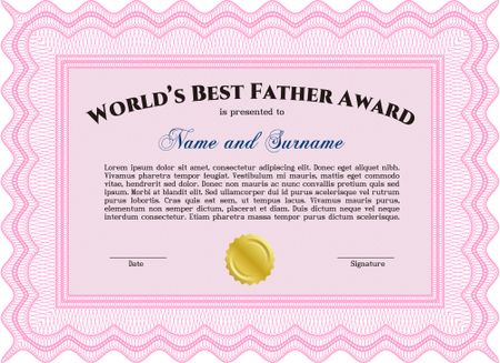 Best Dad Award. With quality background. Superior design. Border, frame. 