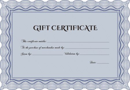 Formal Gift Certificate. With quality background. Superior design. Border, frame. 