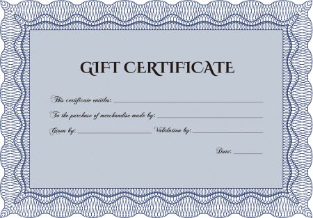 Formal Gift Certificate. With quality background. Superior design. Border, frame.