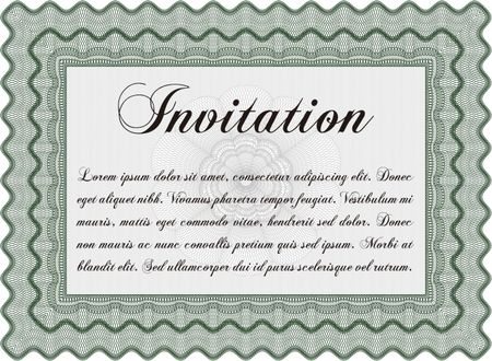 Retro vintage invitation. With great quality guilloche pattern. Sophisticated design.