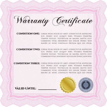 Warranty template. Customizable, Easy to edit and change colors. With complex background. Excellent design. 