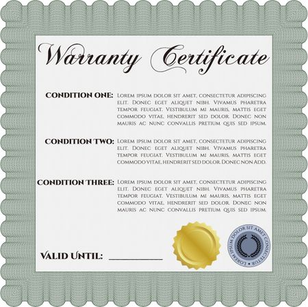 Sample Warranty template. With great quality guilloche pattern. Sophisticated design.