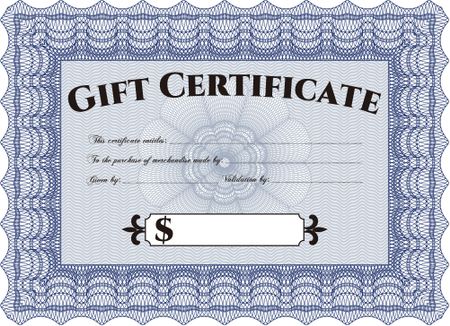 Gift certificate template. With great quality guilloche pattern. Beauty design. 