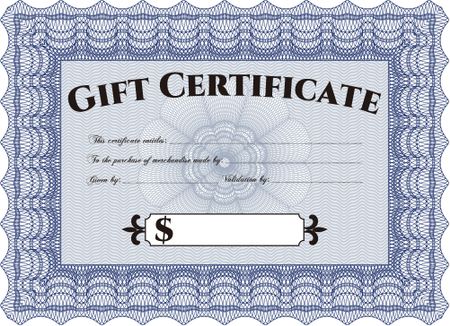 Gift certificate template. With great quality guilloche pattern. Beauty design.