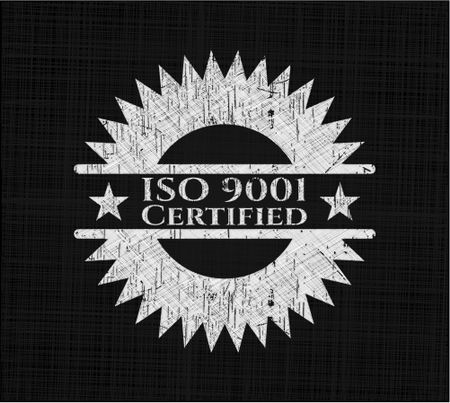 ISO 9001 Certified chalk emblem written on a blackboard