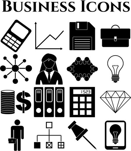 Set of 16 business icons. Universal and Standard Icons.