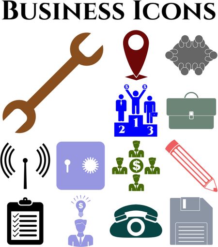 business icon set. 13 icons total. Quality Icons.