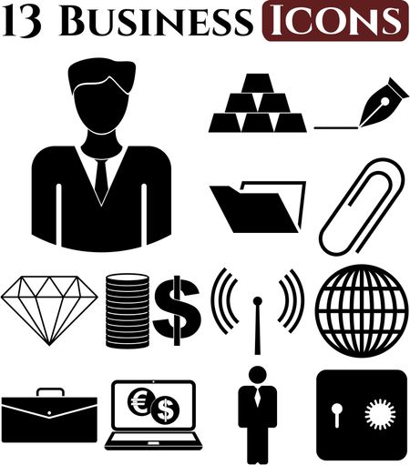 business icon set. 13 icons total. Quality Icons.