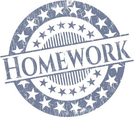 Homework rubber stamp with grunge texture