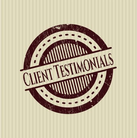 Client Testimonials rubber stamp with grunge texture