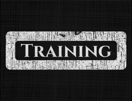 Training written with chalkboard texture