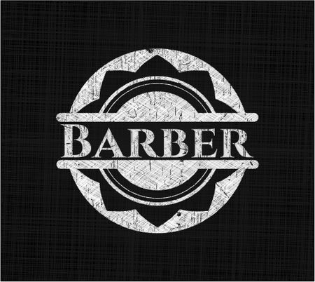 Barber chalk emblem, retro style, chalk or chalkboard texture