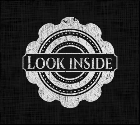 Look inside written with chalkboard texture