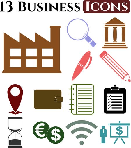 business icon set. 13 icons total. Set of web Icons.