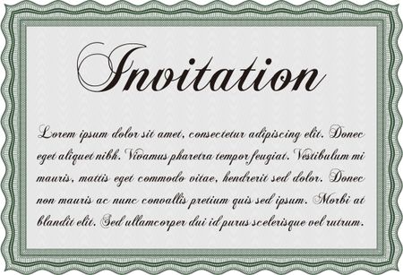 Retro invitation template. Artistry design. With linear background. Border, frame. 