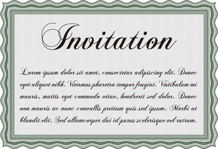 Retro invitation template. Artistry design. With linear background. Border, frame.