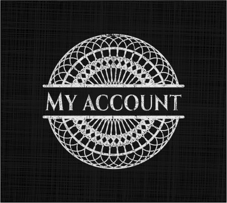 My account chalkboard emblem on black board