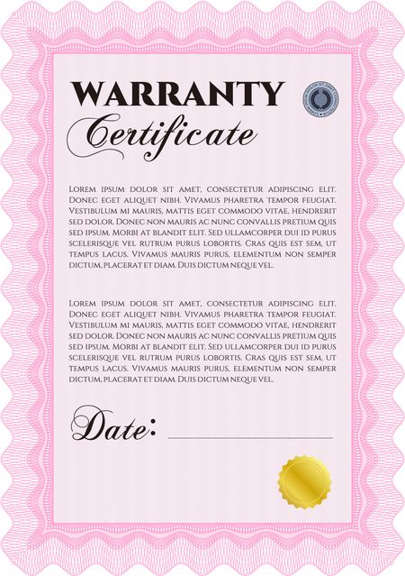 Warranty template. Customizable, Easy to edit and change colors. Cordial design. With background. 
