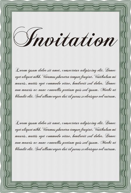 Invitation template. Cordial design. Detailed. Easy to print. 
