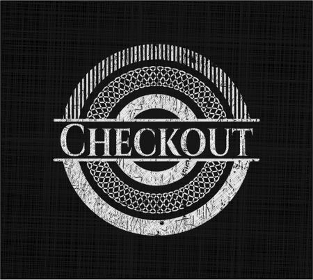 Checkout chalk emblem, retro style, chalk or chalkboard texture
