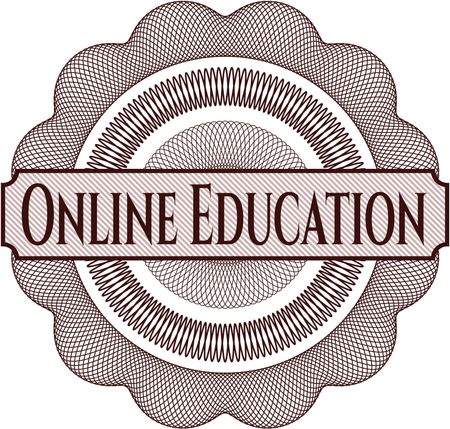 Online Education inside money style emblem or rosette
