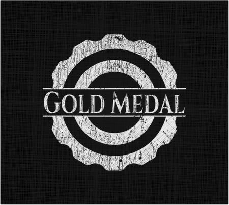 Gold Medal chalkboard emblem on black board