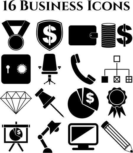 Set of 16 business icons. Set of web Icons.