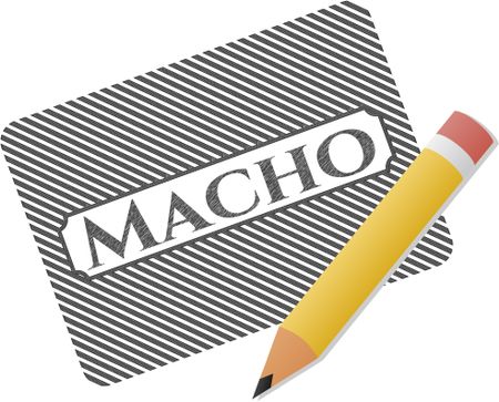 Macho emblem draw with pencil effect