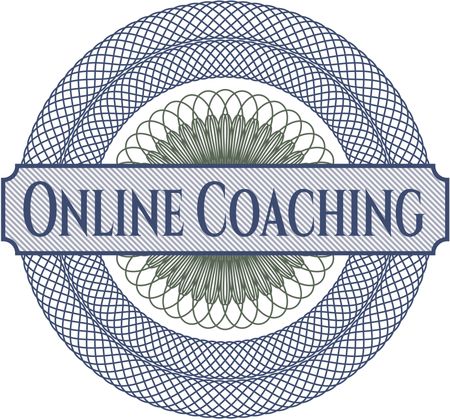 Online Coaching inside money style emblem or rosette
