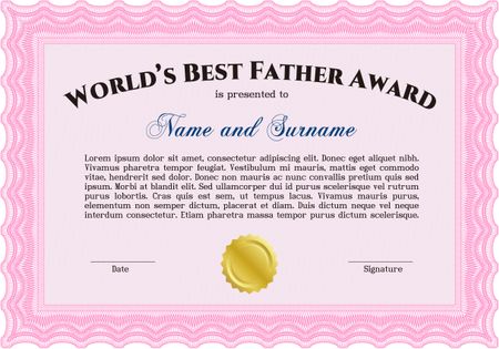 World's Best Dad Award. Detailed. Printer friendly. Complex design. 