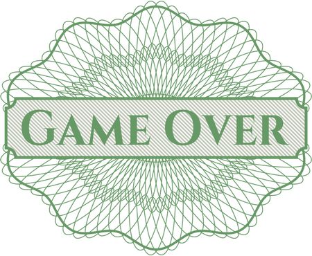 Game Over inside money style emblem or rosette