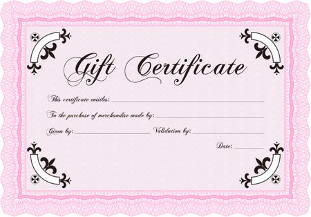 Retro Gift Certificate template. Border, frame. Artistry design. With complex linear background.