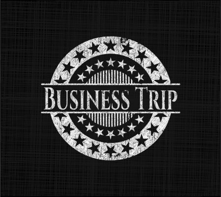 Business Trip chalk emblem, retro style, chalk or chalkboard texture