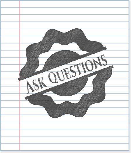 Ask Questions emblem draw with pencil effect