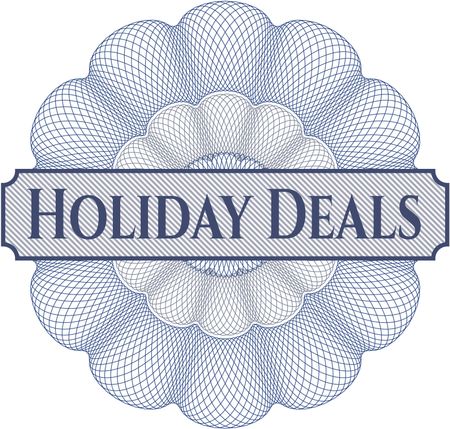 Holiday Deals written inside a money style rosette