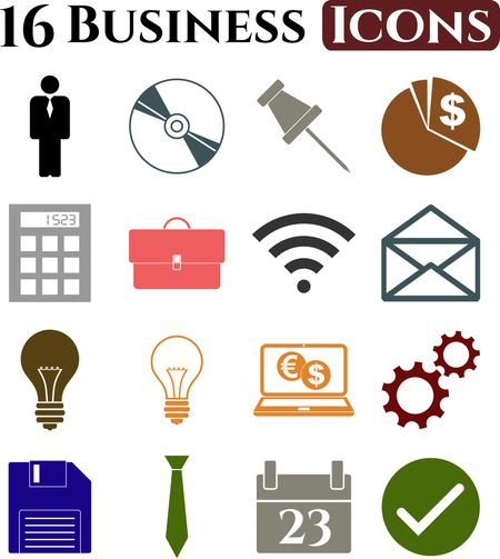business icon set. 16 icons total. Minimal Modern.