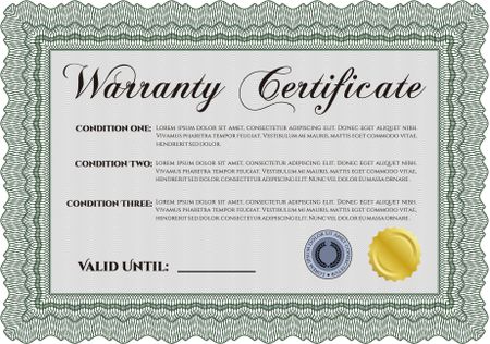 Warranty template or warranty certificate. Sophisticated design. With great quality guilloche pattern.