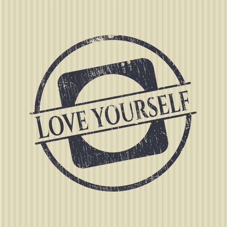 Love Yourself rubber stamp with grunge texture