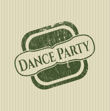 Dance Party rubber stamp with grunge texture