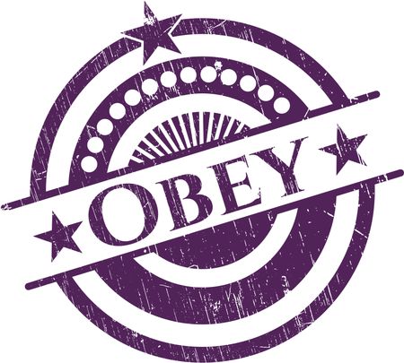 Obey rubber stamp with grunge texture